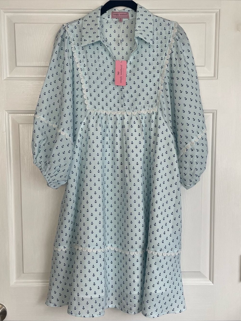 Simply Southern Coastal Patchwork Anchor Print Dress Nautical